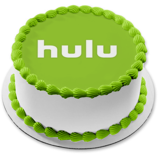 Imagen comestible para decoración de tarta con el logotipo de Hulu y fondo verde ABPID51307 