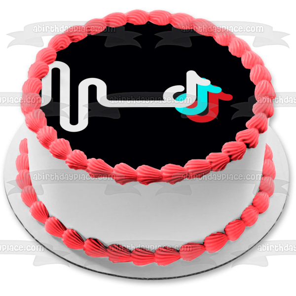 Imagen comestible para decoración de tarta con forma de onda del logotipo de Tik Tok ABPID51987 