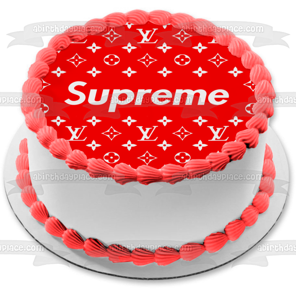 Imagen de decoración comestible para tarta personalizada con logotipo de Supreme Clothing ABPID52047 