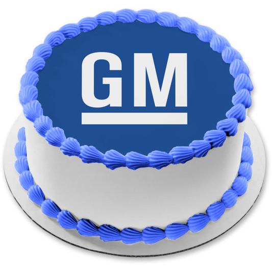 Gm General Motors Logo Car Company Blue White Edible Cake Topper Image ABPID52191