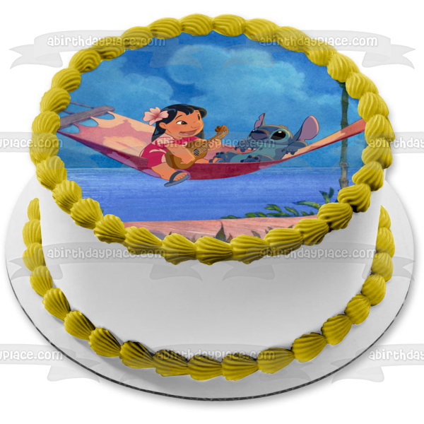 Lilo and Stitch Beach Hammock Disney Edible Cake Topper Image ABPID52205