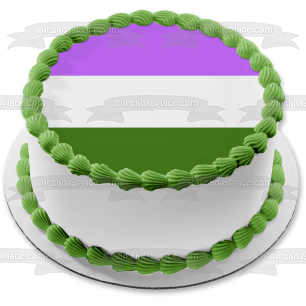 Bandera del Orgullo Genderqueer Lgbtqia+ Lesbiana Gay Bisexual Transgénero Queer Intersex Asexual Genderqueer Edible Cake Topper Imagen ABPID52288 