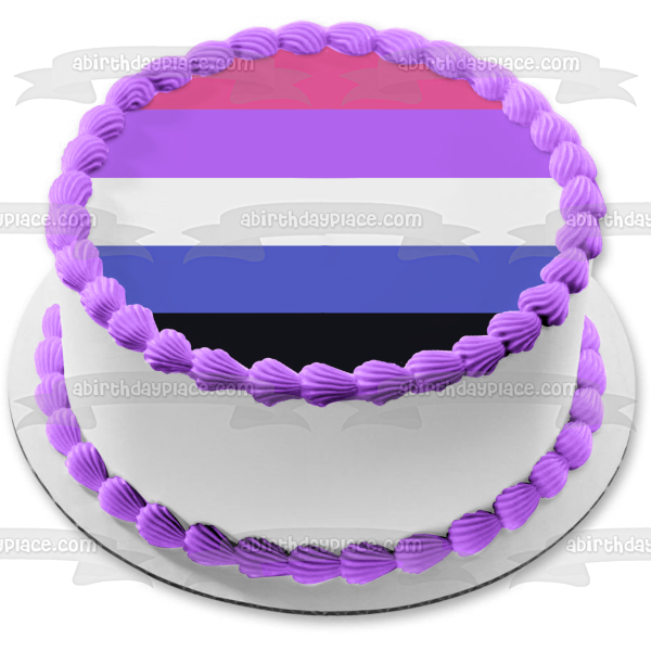 Bandera del Orgullo Genderfluid Lgbqia+ Lesbiana Gay Bisexual Transgénero Queer Intersex Asexual Genderfluid Edible Cake Topper Imagen ABPID52289 