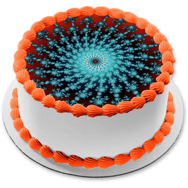 Adorno comestible para tarta con patrón en espiral, azul y naranja, imagen ABPID52526 