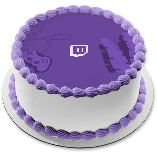 Imagen de decoración comestible para tarta con el logotipo de Twitch, servicio de transmisión de vídeo, ABPID52539 