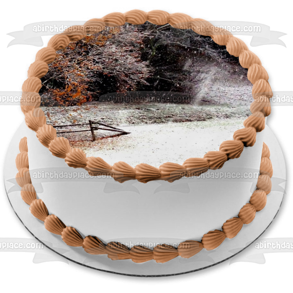 Imagen comestible para decoración de tarta con paisaje de árboles nevados ABPID52561 