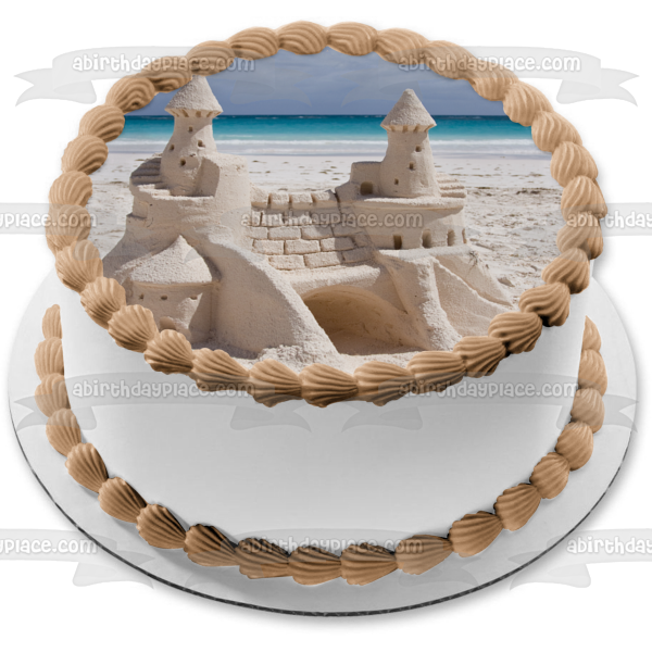 Imagen comestible para tarta con castillo de arena de playa ABPID52611 