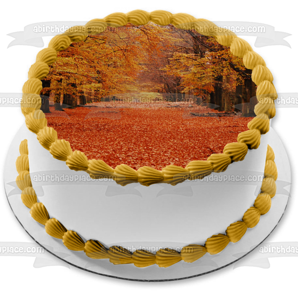 Imagen comestible para decoración de tarta con hojas y árboles de otoño ABPID52614 