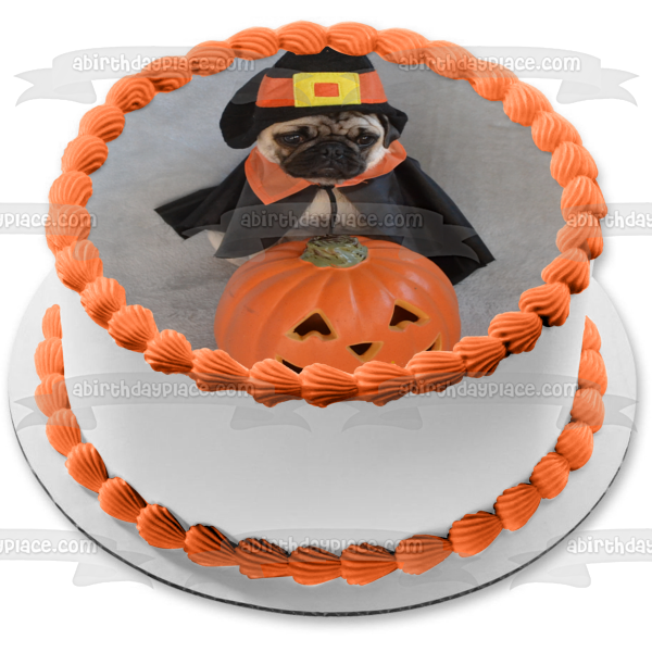 Imagen de decoración comestible para tarta de Pug de Halloween de Trick R Treat ABPID52624 