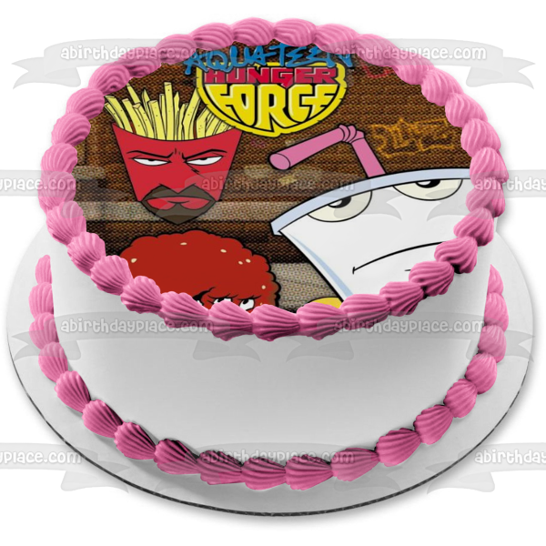 Aqua Teen Hunger Force Athf Animación de natación para adultos Master Shake Frylock Meatwad Edible Cake Topper Imagen ABPID52631 