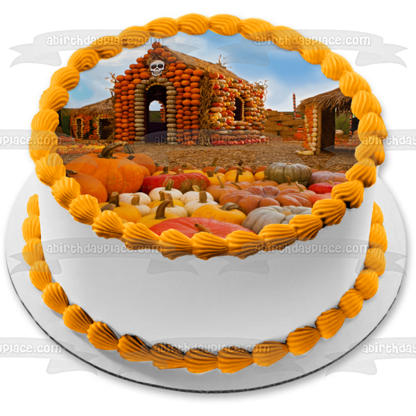 Imagen de decoración comestible para tarta de Happy Halloween Pumpkin Houses ABPID52692 