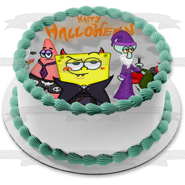 SpongeBob SquarePants Happy Halloween Patrick Sandy Mr. Krabs Gary Squidword Plankton Halloween Costumes Edible Cake Topper Image ABPID52706