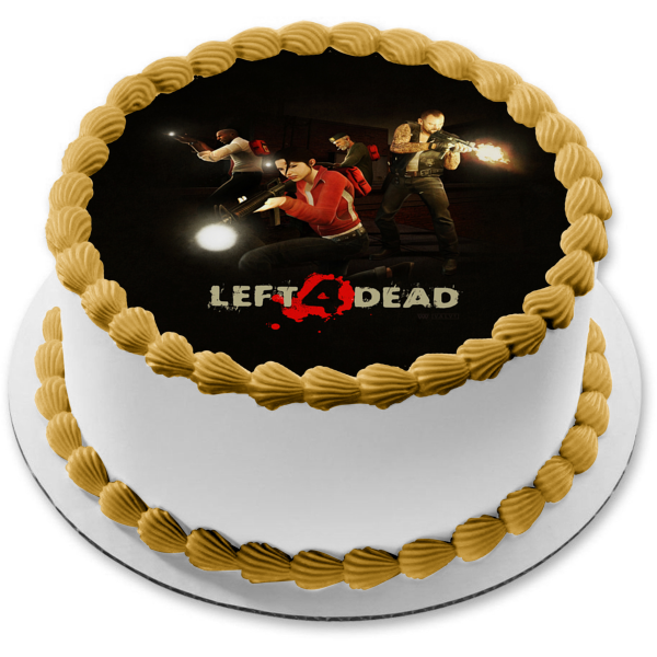 Left 4 Dead Zombie Multijugador Shooter Gaming Logo Bill Francis Louis Zoey Imagen comestible para decoración de tarta ABPID52746 