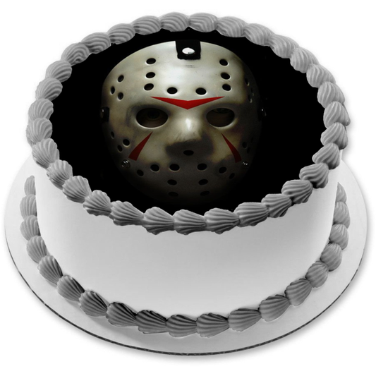 Viernes 13 Máscara de hockey Jason Voorhees Scary Halloween Película de terror Imagen comestible para decoración de tarta ABPID52753 