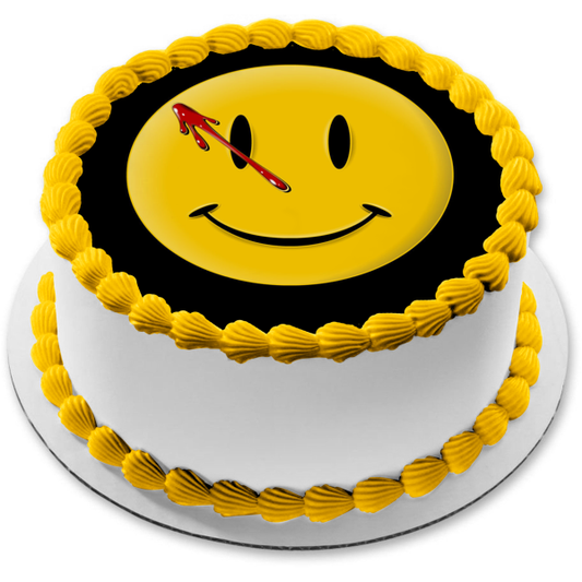 Watchmen Alan Moore Comediante Cómic Serie de TV Bloody Smiley Face Insignia Comestible Cake Topper Imagen ABPID52781 