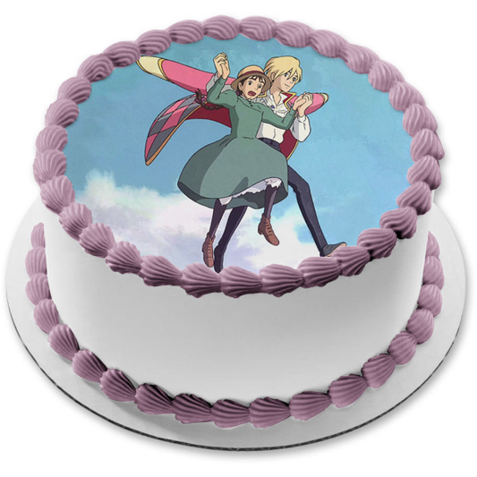 Howls Moving Castle Howl Jenkins Pendragon Sophie Hatter Studio Ghibli Animation Edible Cake Topper Image ABPID52875