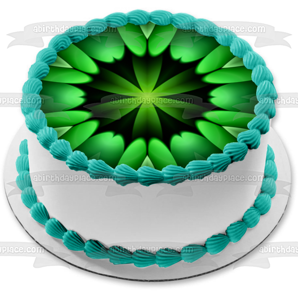 Adorno comestible para tarta con estampado de flores verdes, imagen ABPID52929 