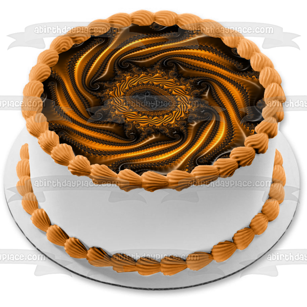 Adorno comestible para tarta con diseño de espiral dorada, imagen ABPID52933 