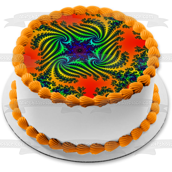 Adorno comestible para tarta con estampado de cachemira colorido, imagen ABPID52937 