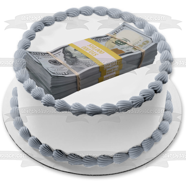 Pila de billetes de 100 dólares, dinero en efectivo, decoración comestible para tarta, imagen ABPID52953 