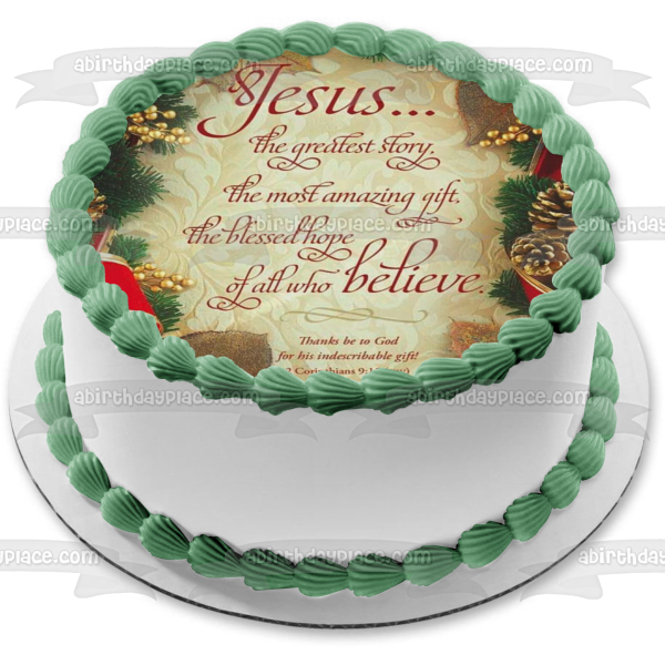 Feliz Navidad Inspiración religiosa "Jesús... La historia más grande" Imagen comestible para decoración de tarta ABPID53094 