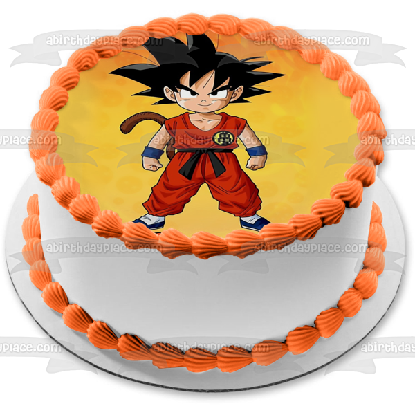 Young Goku Dbz Dragon Ball Z Anime Serie Animada Feliz Cumpleaños Nombre Personalizado Adorno Comestible Para Tarta Imagen ABPID53185 