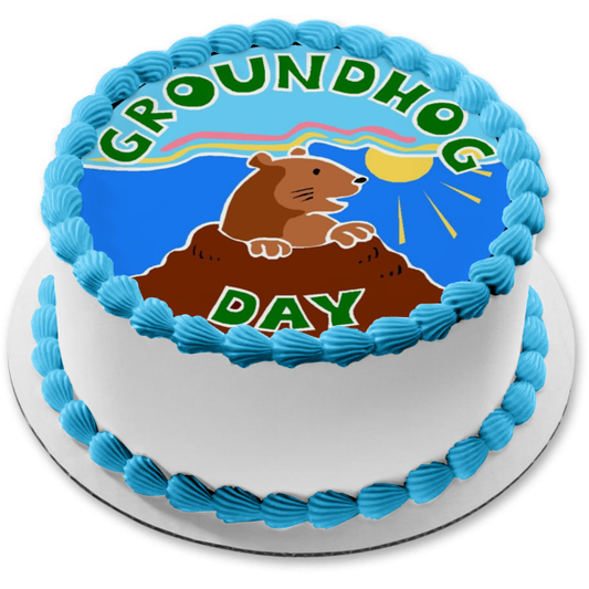 Groundhog Day Groundhog Edible Cake Topper Image ABPID53572