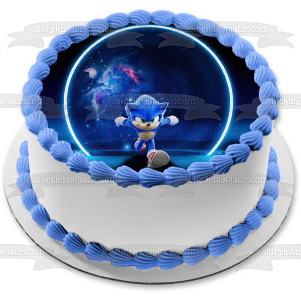 Imagen comestible para decoración de tarta de Sonic corriendo por el universo ABPID53625 