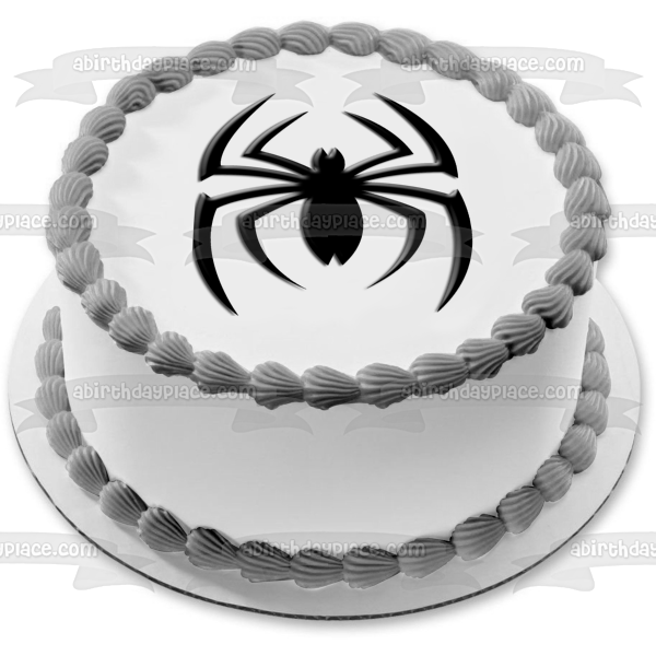 Black Spider Edible Cake Topper Image ABPID09749