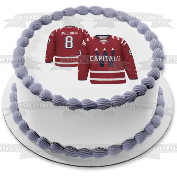 Washington Capitals Logo NHL National Hockey League Ovechkin Jersey Edible Cake Topper Image ABPID09775