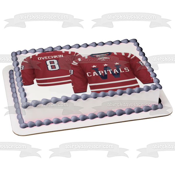 Washington Capitals Logo NHL National Hockey League Ovechkin Jersey Edible Cake Topper Image ABPID09775