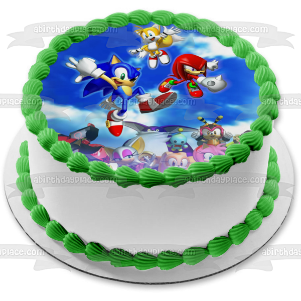 Sonic the Hedgehog Videojuego Tails Knuckles Amy Rose Sega Imagen comestible para decoración de tarta ABPID09208 