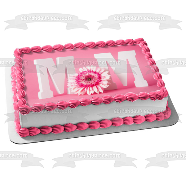 Adorno comestible para tarta con flor rosa feliz día de la madre "Mamá" Imagen ABPID53810 