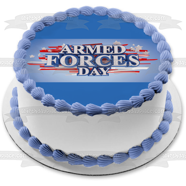 Armed Forces Day Red White and Blue Edible Cake Topper Image ABPID53834