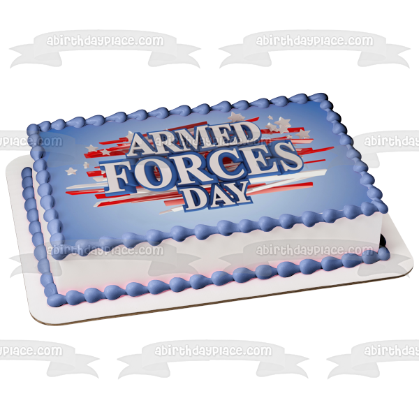 Armed Forces Day Red White and Blue Edible Cake Topper Image ABPID53834