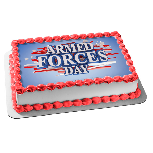 Armed Forces Day Red White and Blue Edible Cake Topper Image ABPID53834