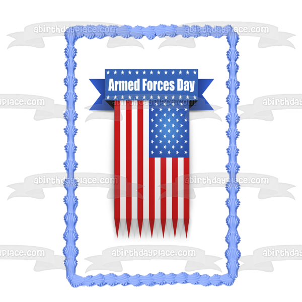 Armed Forces Day American Flag Edible Cake Topper Image ABPID53835