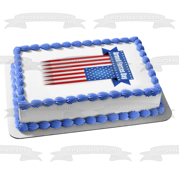 Armed Forces Day American Flag Edible Cake Topper Image ABPID53835