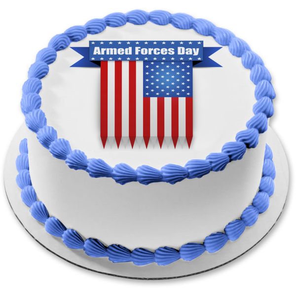 Armed Forces Day American Flag Edible Cake Topper Image ABPID53835