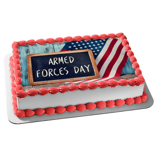 Armed Forces Day American Flag Edible Cake Topper Image ABPID53836