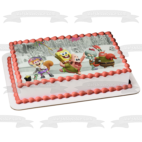 Kamp Koral: Los primeros años de Bob Esponja Sandy Patrick Calamardo Sr. Cangrejo Adorno comestible para tarta Imagen ABPID53866 