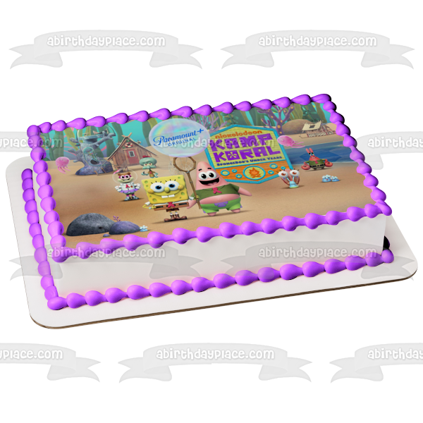 Kamp Koral: Los primeros años de Bob Esponja Sandy Patrick Squidword Mr. Krabs Gary Adorno comestible para tarta Imagen ABPID53867 