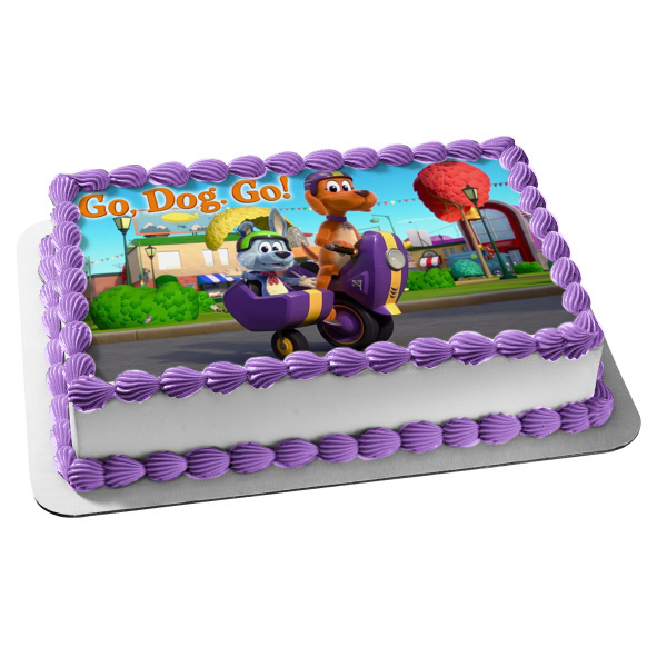 Go, Dog. Go! Tag Barker Scooch Booch Edible Cake Topper Image ABPID53878