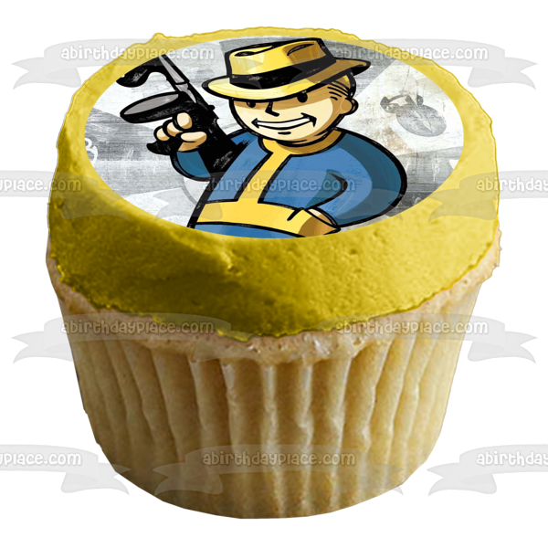 Imagen comestible para decoración de tarta de Fallout 3 Vault Boy Gun ABPID09860 