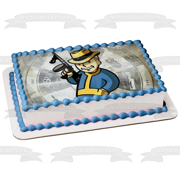 Imagen comestible para decoración de tarta de Fallout 3 Vault Boy Gun ABPID09860 