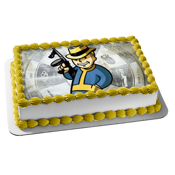 Imagen comestible para decoración de tarta de Fallout 3 Vault Boy Gun ABPID09860 