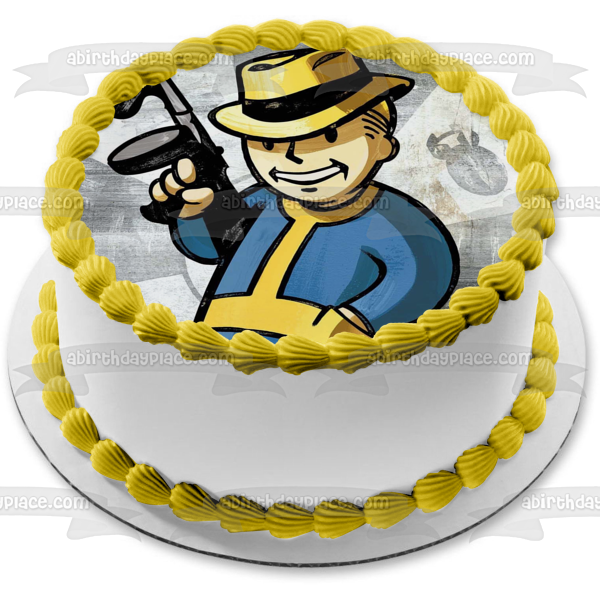 Imagen comestible para decoración de tarta de Fallout 3 Vault Boy Gun ABPID09860 