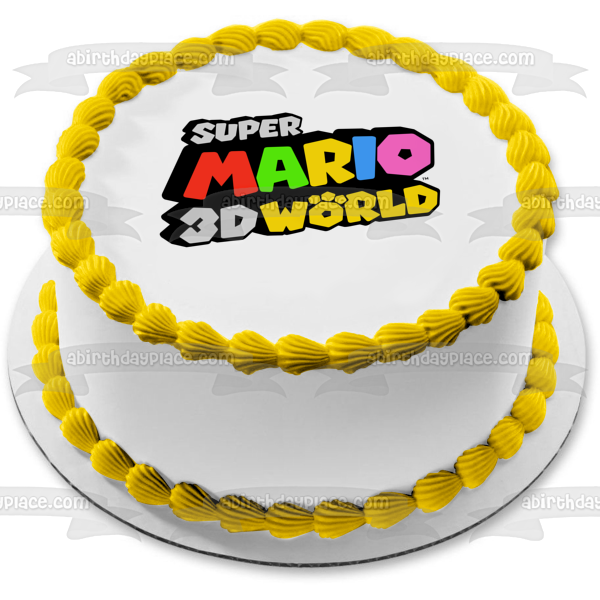 Imagen comestible para decoración de tarta con el logotipo mundial de Super Mario 3D ABPID53944 