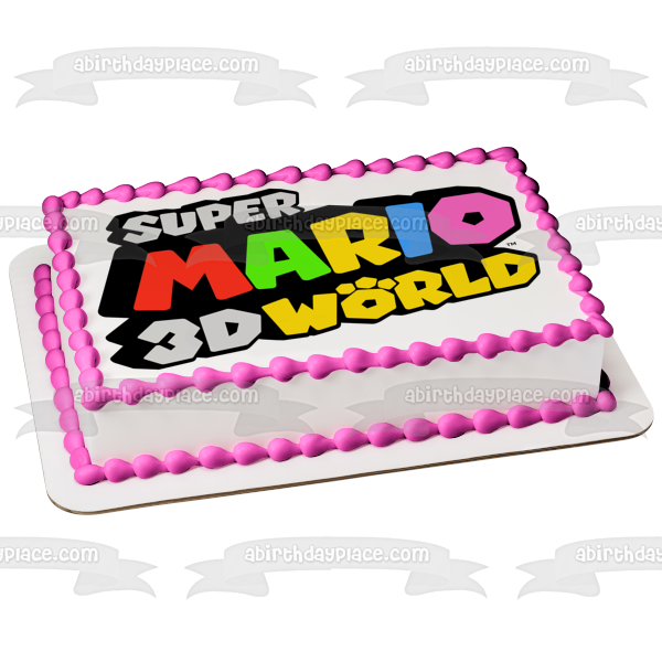 Imagen comestible para decoración de tarta con el logotipo mundial de Super Mario 3D ABPID53944 