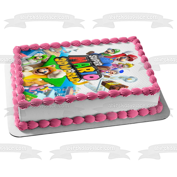 Super Mario 3D World Luigi Toad Princesa Peach Decoración comestible para tarta Imagen ABPID53945 